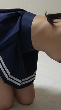 Japanese Girl Cleaning Apartment Wearing Apron-style Miniskirt Uniform and Thong Panties, Showing off Big Tits and Camel Toes