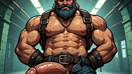 Erotic Man: Erotic Ai Art Burly Men in Leather Harnesses