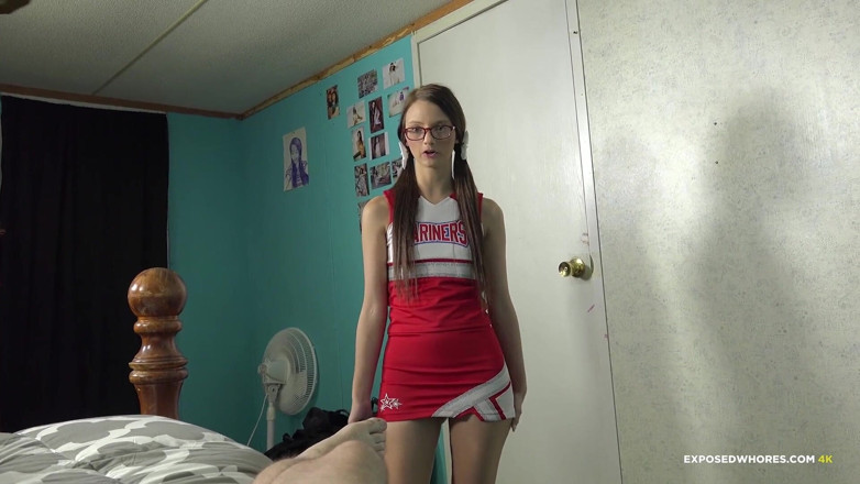 Exposed Whores Media: Farrah Valentine - Cheerleader gives her stepbrother a handjob to take...