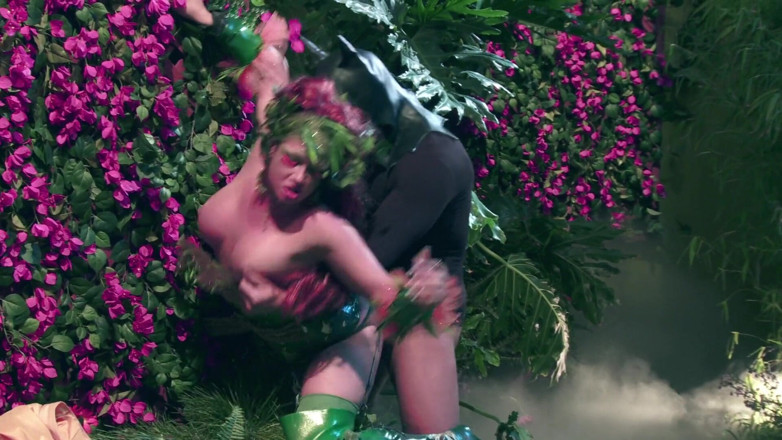 Superhero: Batman and Wonder girl got tricked by nature into outdoor...