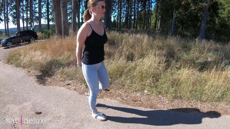 Sabdeluxe: Outdoor footjob with shackles