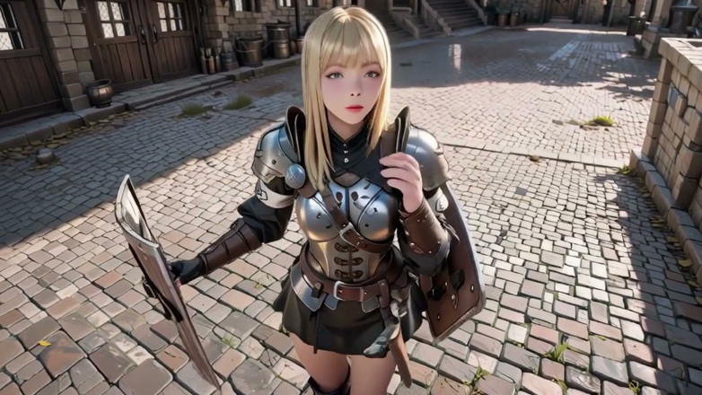 Seraphina Vale: Blondes privates erwachen! Knien im Schlosshof und Sonnenlicht trifft ihre...