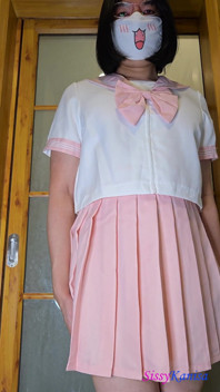 Phòng thử đồ của Sissy Kanisa: thử seifuku màu hồng (đồng phục đại học thủy thủ Nhật Bản)