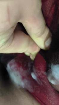 Juicy Cumshot Through Patterned Floral Pantyhose