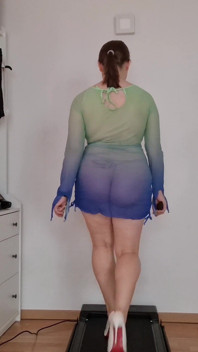 See-through Beach Dresses Over Micro Bikini - Heels, Jiggle & Treadmill Tease