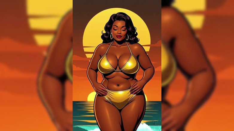 AI Porn: Grassa donna nera animata per stuzzicarsi