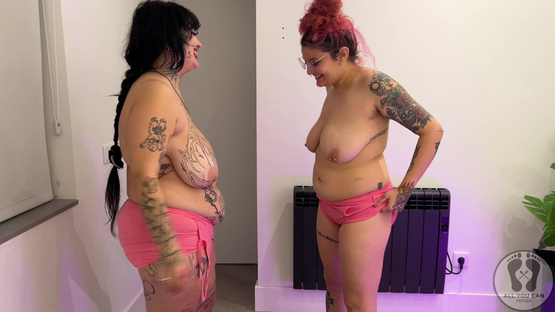 All You Can Fetish: Hüpfende riesige möpse springen titten, arsch wackelt, bauchfetisch
