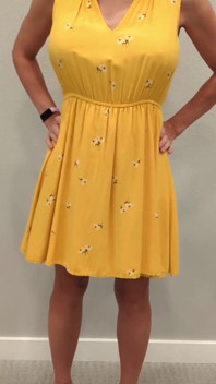Stella in a Yellow Sun Dress with Black Heels