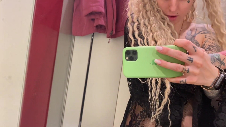 Barbietatoo1: Trying on new outfits in the store
