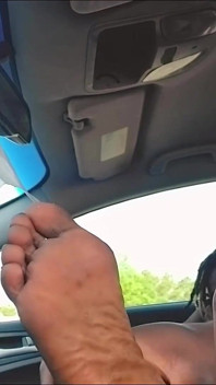 Car Session Having Andrea's Size 8 Dark Chocolate Ebony Feet for Breakfast!!!