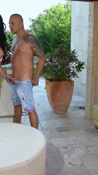 Busty Tattooed Brunette Sucks and Fucks Hard Outdoors with Facial