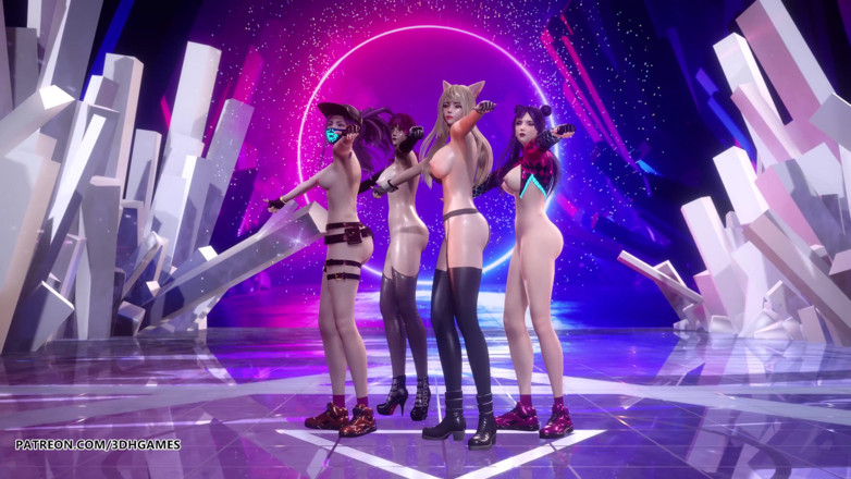 3D-Hentai Games: [MMD] (G)I-DLE - Tomboy gorący nagi taniec Ahri Akali Evelynn Kaisa League...