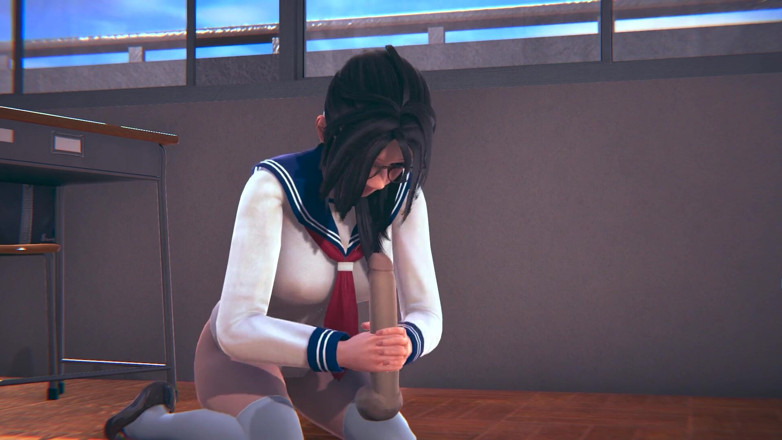 Waifu club 3D: Fată studentă cu ochelari care masturbează pula profesorului