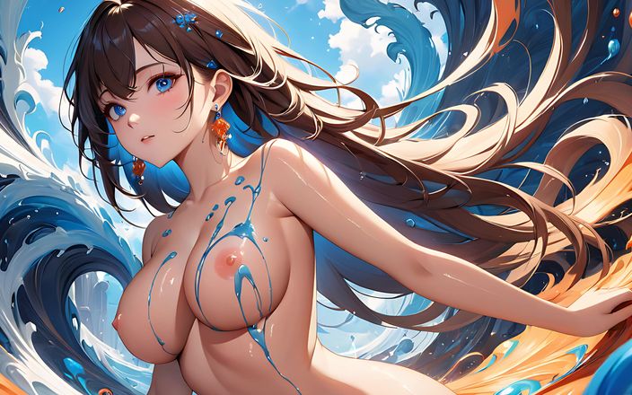 AI Girls: Living Canvas - Artystyczna naga kobieta w reaktywnej wirowej farbie