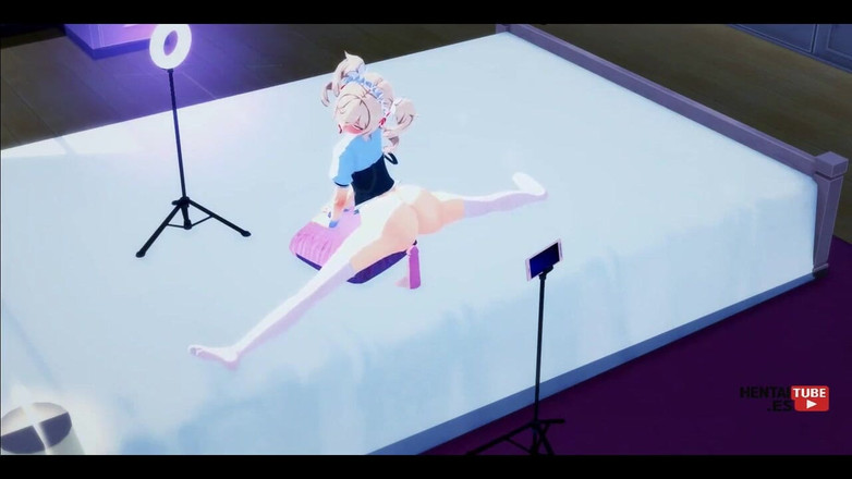 HentaiTubes: Genshin Impact Hentai - Barbara Filma-se usando um vibrador enquanto a...