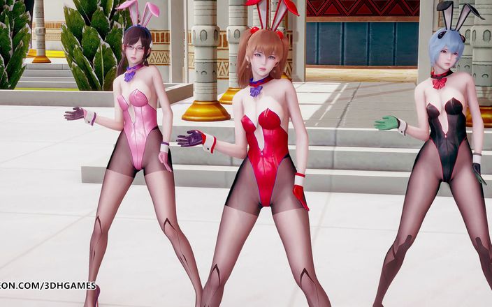 3D-Hentai Games: Somi - стрип-танец на день рождения Evangelion Rei Ayanami, Asuka Langley Sryū Mari, выдающийся Makina