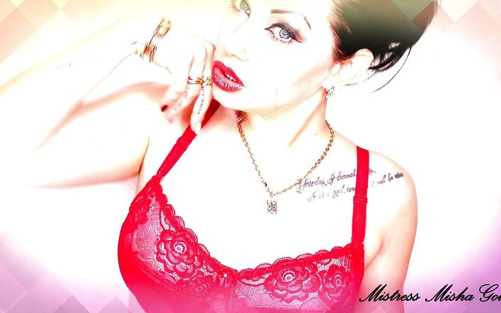 Goddess Misha Goldy: Sperma till mina röda blanka läppar och röda lustiga former