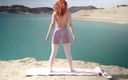 Sheryl X: Yoga esticando em um lago