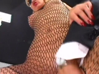 3 Bangers: Sexy anal whore with shaved pussy and fishnet lingerie gets...