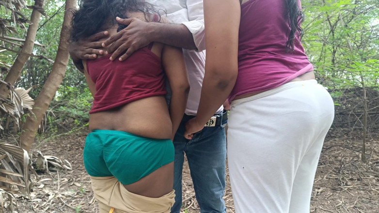Inba: Hot Threesome hard fucking in outdoor