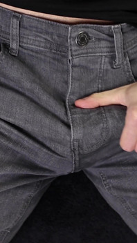 Getting hard with pants on and jerking off with dirty talk