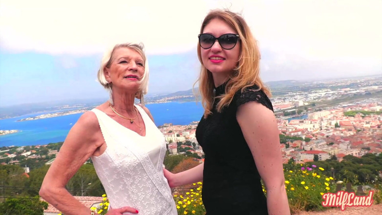 Milf land: Eva, una gilf de 70 años, está teniendo sexo con Lyna, 27...