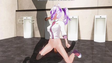 H3DC: 3D HENTAI. College girl in the toilet jumps on the...
