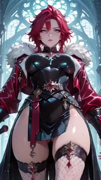 Ice Queen! Red-haired Sorceress Makes a Stunning Entrance in the Crystal Hall, Robe Slightly Open and Staff Tapping Seductively