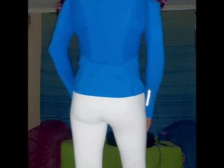 Lizzaal ZZ: Mina sexiga nya vita tights och blå topp