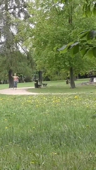 Sledujte mě zezadu stromů, když se dělám nahá v parku a dojím prsa