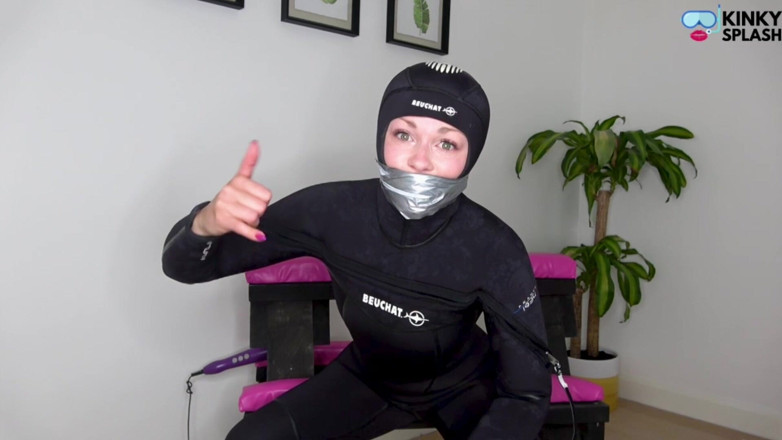 UKCuteGirl Lucy Lauren: Tapegagged and Vibing in a Sweaty 8mm Wetsuit