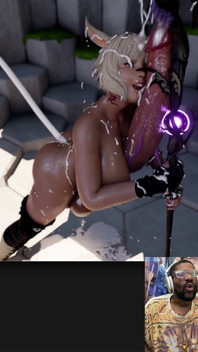 Ebony Ass Twerking Final Fantasy Bunny Girl Cums Super Hard with Her Large Cock