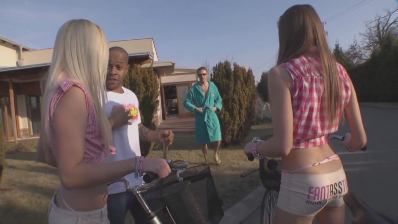 Dark Alley Orgy: Lovely babes are getting anally screwed by a BBC