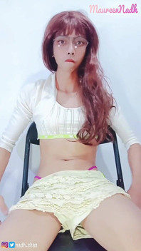 Asian Shemale Trap Solo Masturbation, Cum on Her Belly