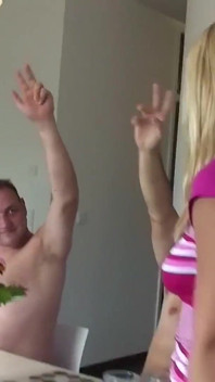Blonde Makes Her Slaves Try Her Piss