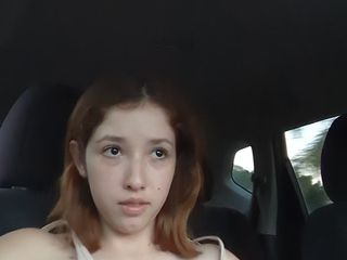 Eliza White: Flashing My Small Tits at the Car in Public