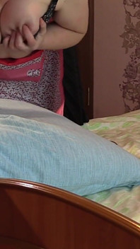 A mature governess masturbates with a big dildo on the master's bed. Cream Pie. Fat butt doggy style. Saggy tits. PAWG