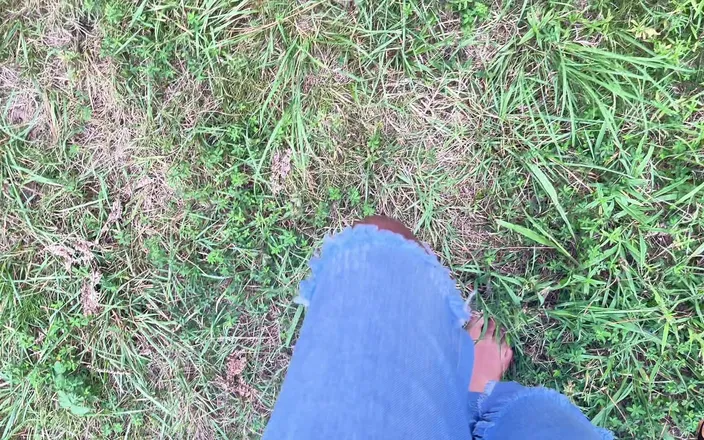 Pink Foxx: Pink Foxx Walks Barefoot Outside