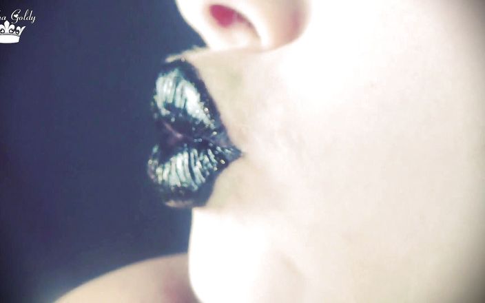 Goddess Misha Goldy: Baisers de lèvres noires brillantes ASMR JOI