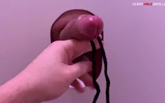 Married Man Only Finishes at the Gloryhole - When His Cock Is Tied