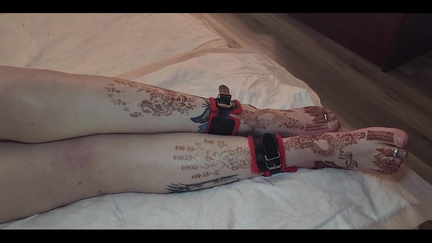 My Beautiful Size 13 Womens Feet and Long Legs Being Flogged and Whipped with a Belt and Crop While Tied Together with Manacles (CrippleFreak4U)