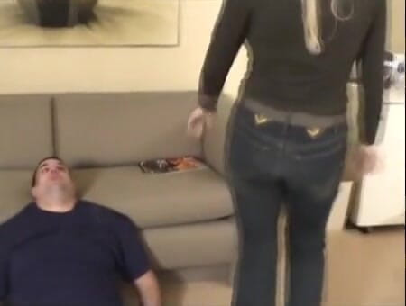Femdom Austria: Lady Goldie Facesits Her Slave Dicky in Jeans