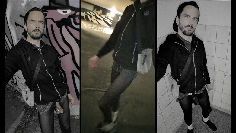 kinkygaynudist: Transparan Taytla Şehirde Yürüyüş (bulge Mezge)