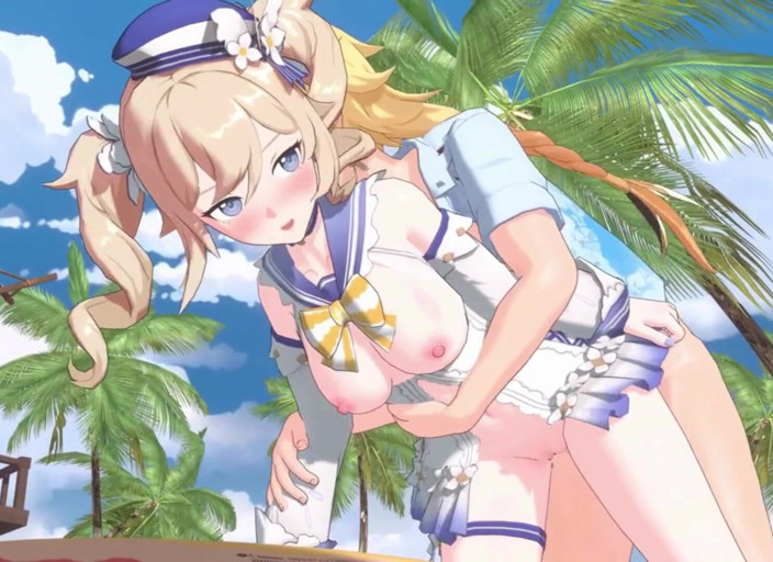 NSFWOtaku: Genshin impact - sesso in spiaggia segreto di Ayaka, Barbara e...