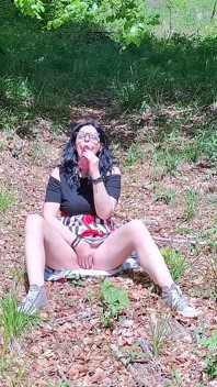 Hot Wife Masturbate with Dildo Outdoors