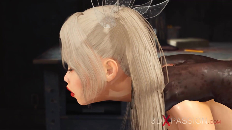 3dxpassion: クソマシーン。角質セクシーな奴隷が積によって黒の大きなコック