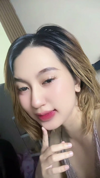 Blonde Asian Girl Masturbating with Milk