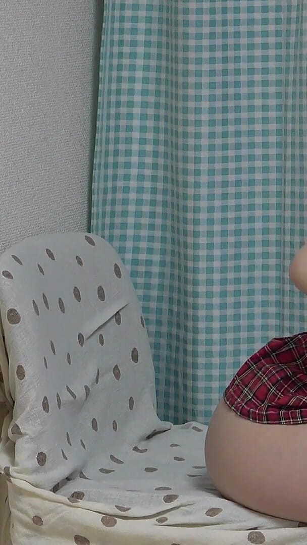 White Micro Thong Panties Disappear Sandwiched Between Pussy, Big Boobs Japanese Girl in Mini Skirt Uniform Tease (Gals apartment)