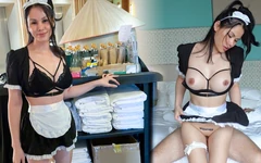 Undergiven hembiträde är så lojal att hon inte kan vägra sperma - het BJ innan grov ridning och