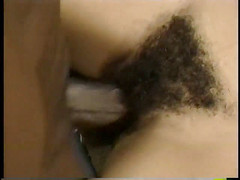 Hot and Wet: Unshaven black chick gets fucked in her hairy hole